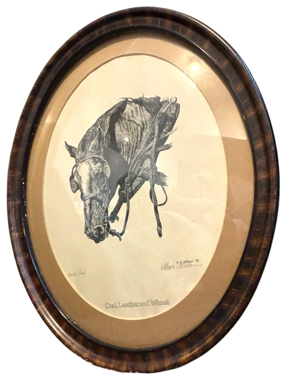 Rare Vintage Artist Proof William A. Weber 1978 Horse Print Oval Frame